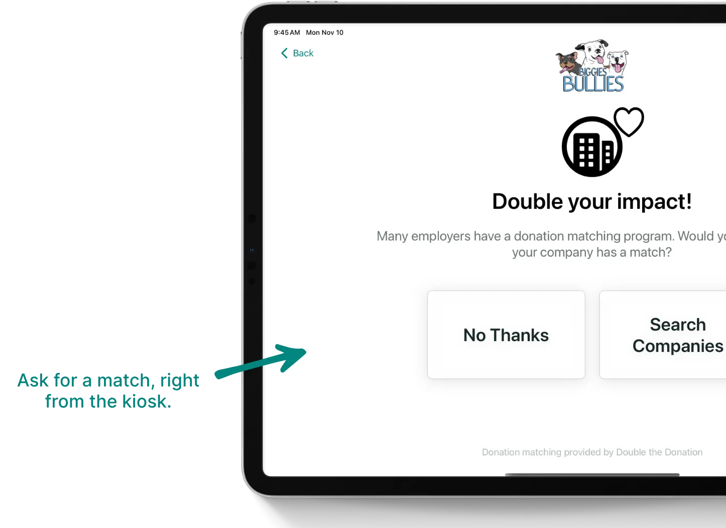 Double the Donation Match Screen