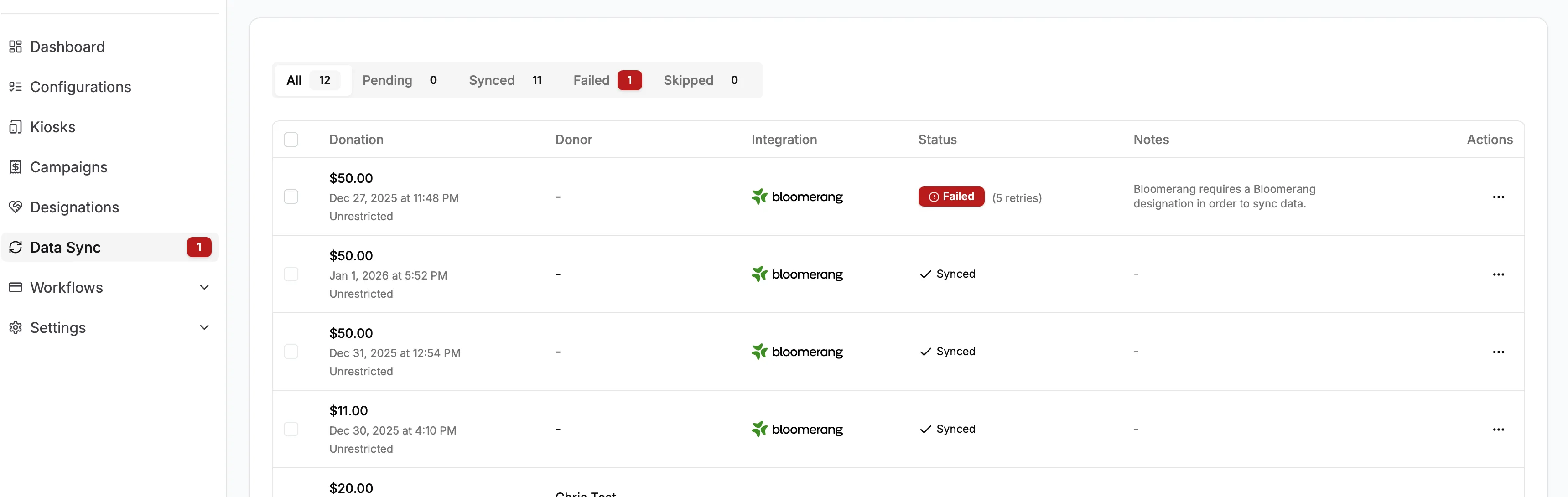 Data Sync Screenshot