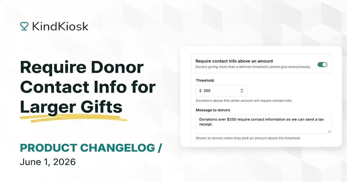 Require Donor Contact Info for Larger Gifts